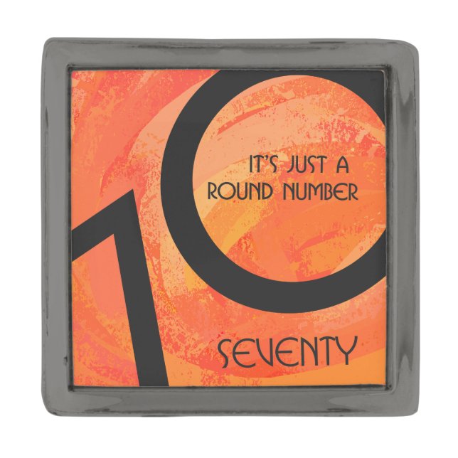 Orange 70 Decade Birthday Gunmetal Finish Lapel Pin (Front)