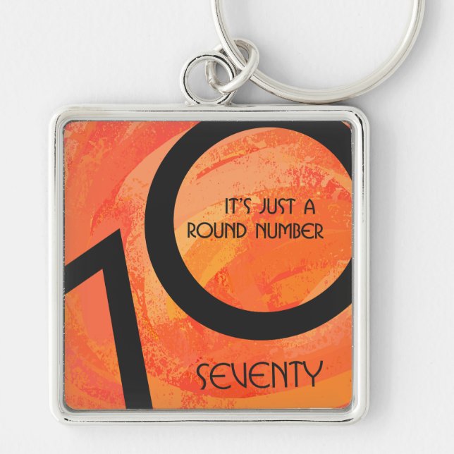 Orange 70 Decade Birthday Keychain (Front)