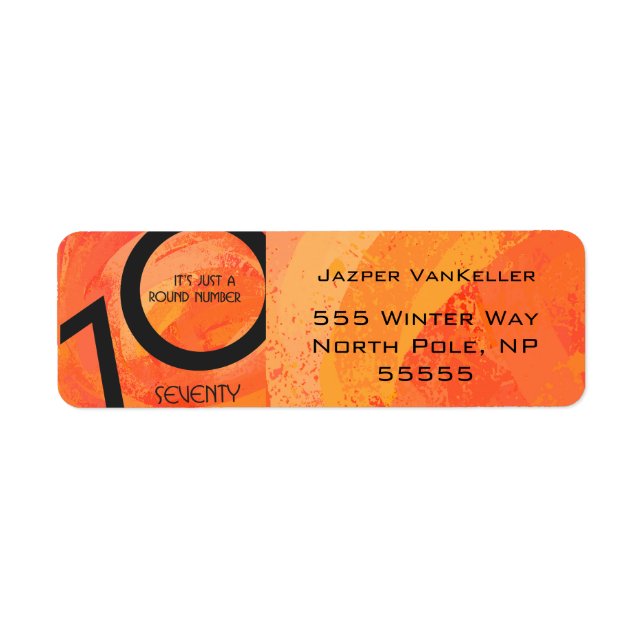 Orange 70 Decade Birthday Label (Front)