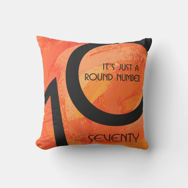 Orange 70 Decade Birthday Throw Pillow (Front)