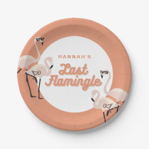 Orange 70s Flamingo Last Flamingle Bridal Shower Paper Plates