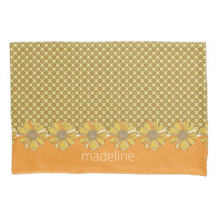 Orange 70s Retro Geometric Personalized Pillow Case