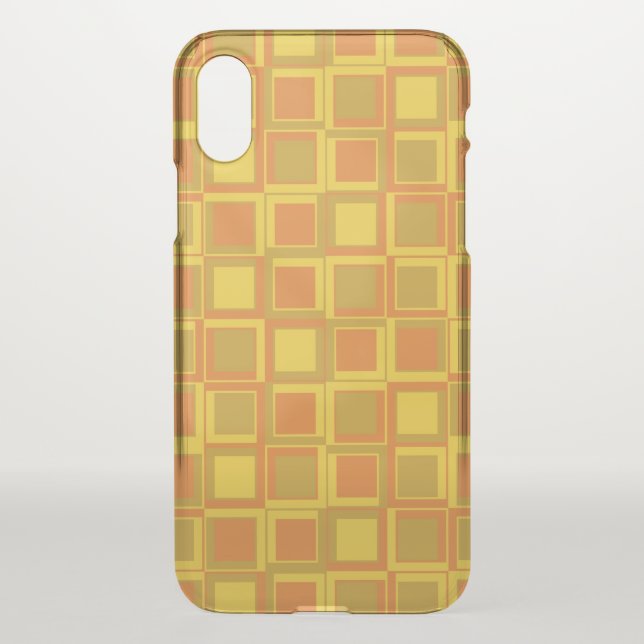 Orange 70's year styling squares uncommon iPhone case (Back)