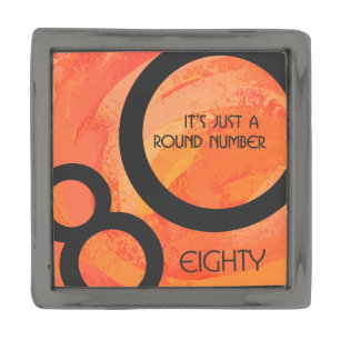 Orange 80 Decade Birthday Gunmetal Finish Lapel Pin