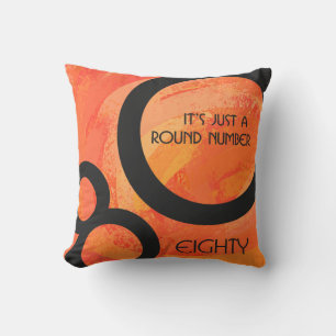 Orange 80 Decade Birthday Throw Pillow