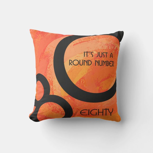 Orange 80 Decade Birthday Throw Pillow (Front)