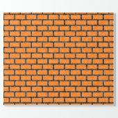 Orange 8-Bit Inspired Bricks Pattern Wrapping Paper (Flat)
