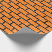 Orange 8-Bit Inspired Bricks Pattern Wrapping Paper (Corner)