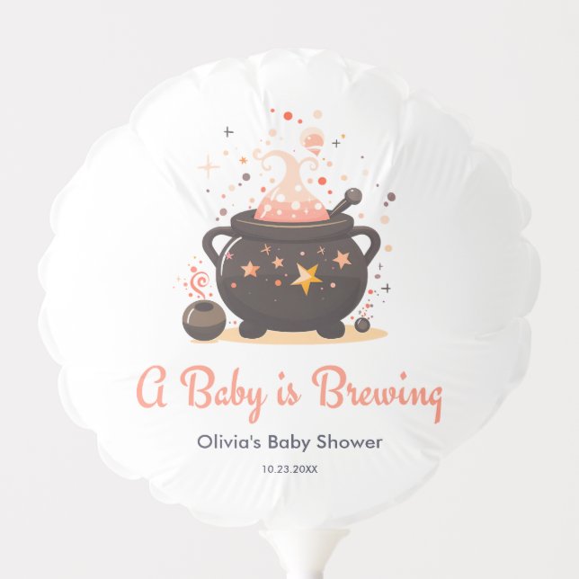 Orange A Baby is Brewing Halloween Baby Shower  Balloon (Front)