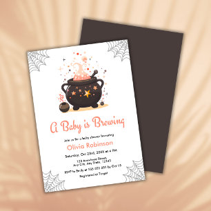 Orange A Baby is Brewing Halloween Baby Shower Invitation
