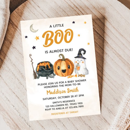 Orange A Little Boo Baby Shower Invitation