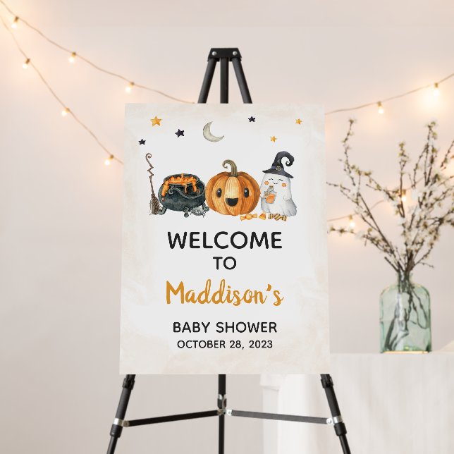 Orange A Little Boo Baby Shower Welcome Sign (In Situ (Stand))
