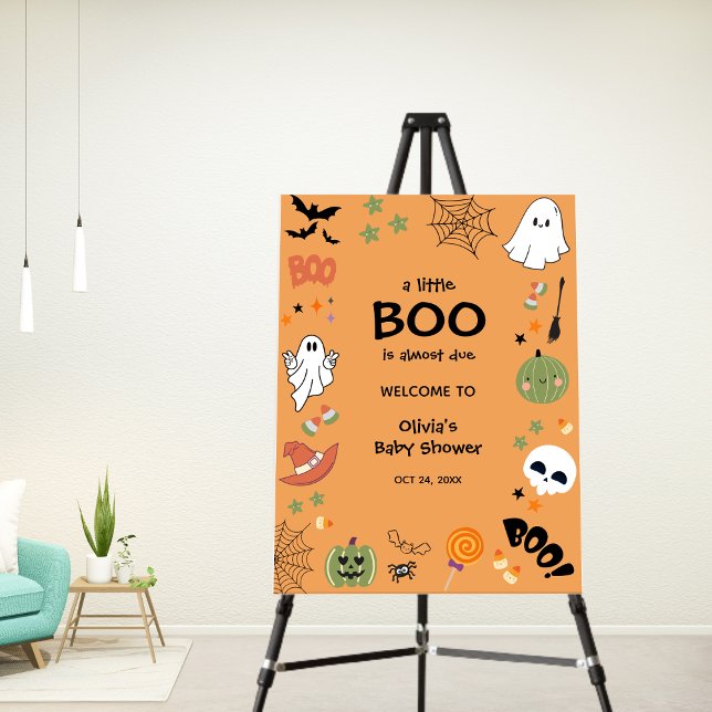 Orange A Little Boo Halloween Baby Shower Welcome  Foam Board (Orange A Little Boo Halloween Baby Shower Welcome Sign )
