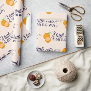 Orange A Little Cutie Baby Shower Wrapping Paper