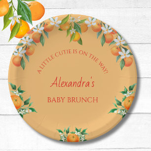 Orange A Little Cutie Citrus Baby Brunch  Paper Plates