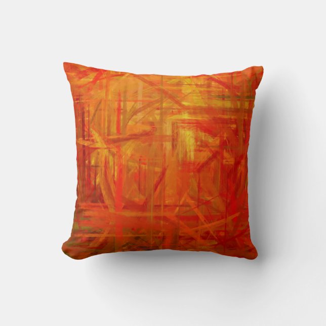 Orange Abstract Art Painting 2 Throw Pillow (Front)