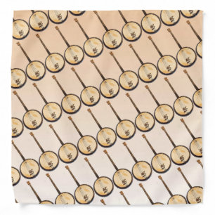 Orange Abstract Banjo Music Instrument Bandana