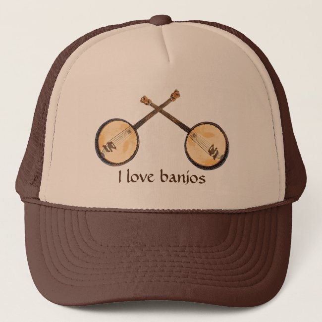 Orange Abstract Banjo Music Instrument Hat