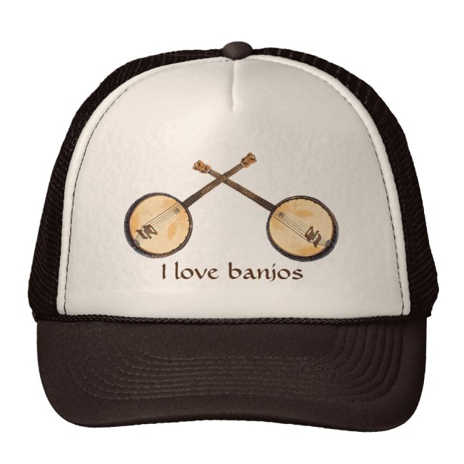 Orange Abstract Banjo Music Instrument Hat