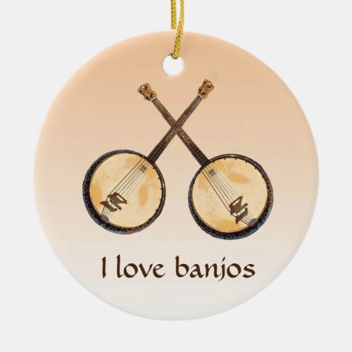 Orange Abstract Banjo Music Instrument Ornament