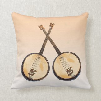 Orange Abstract Banjo Music Instrument Pillow