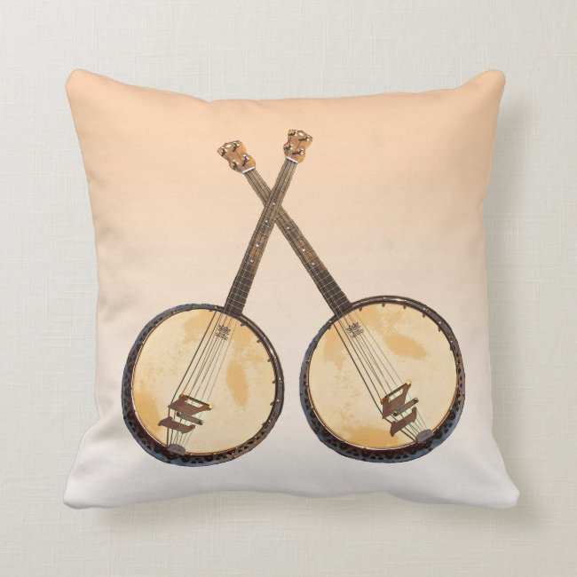 Orange Abstract Banjo Music Instrument Pillow