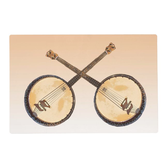 Orange Abstract Banjo Music Instrument Placemat