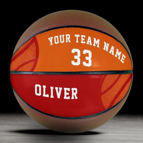 Orange Abstract Basket Balls Player Name Team Basketball