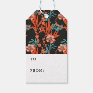 Orange Abstract Floral Pattern Gift Tags