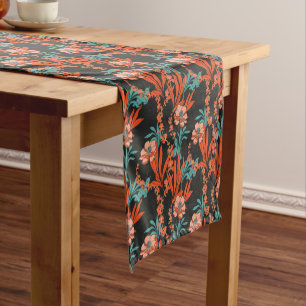 Orange Abstract Floral Pattern Short Table Runner