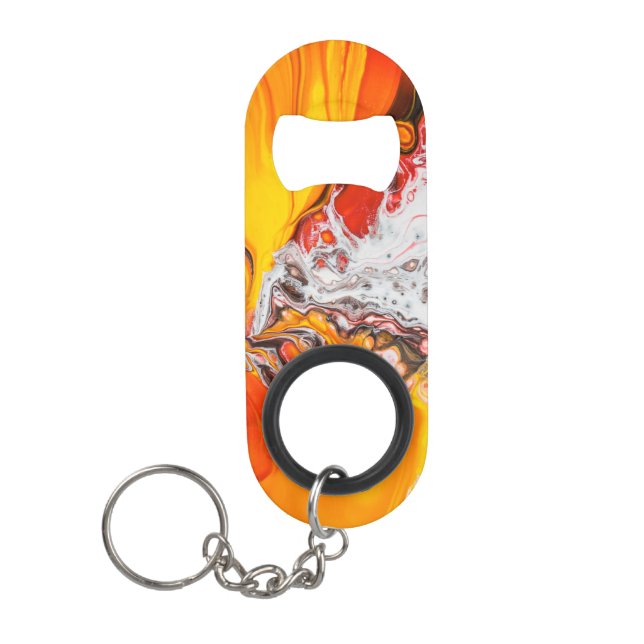 Orange Abstract Minimalist Keychain Bottle Opener (Front)