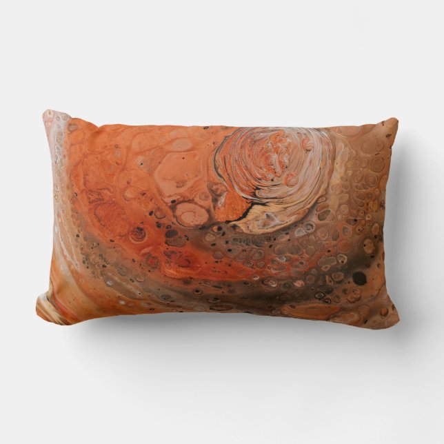 Orange abstract painting lumbar pillow (Front)