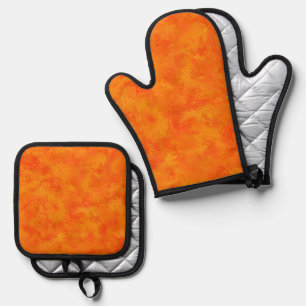 Orange Abstract Pattern  Oven Mitt & Pot Holder Set