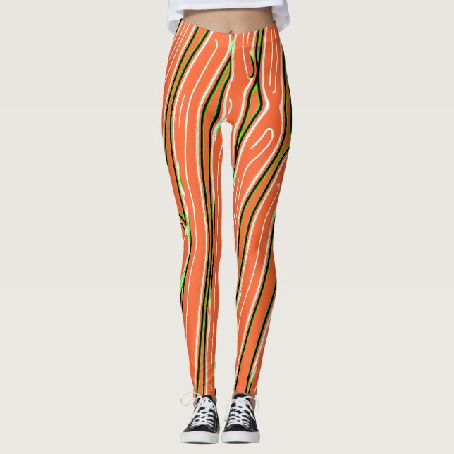 Orange abstract pattern "Ratti_Creative_Arts" Leggings (Front)
