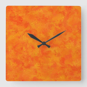 Orange Abstract Pattern Square Wall Clock