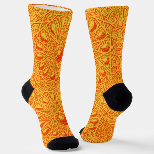 orange abstract print  socks (Angled)