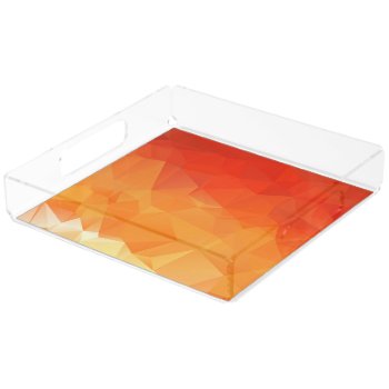 Orange Abstract Square Acrylic Tray by TheHomeStore at Zazzle