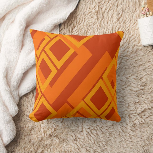 Orange abstract squares geometric throw pillow (Blanket)