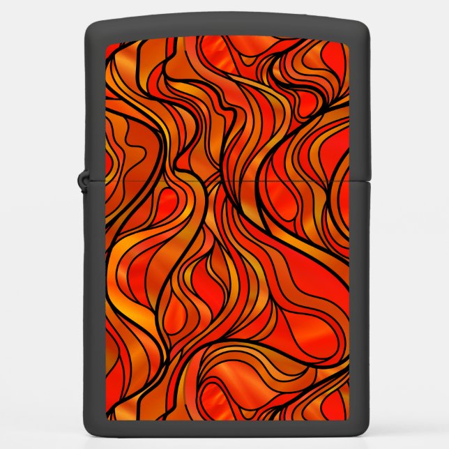 Orange Abstract Stained Glass Style Zippo Lighter (Front)