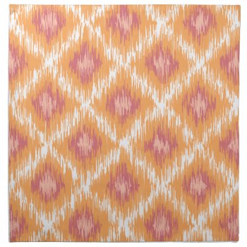 Orange Abstract Tribal Ikat Chevron Diamond Pattrn Napkin by SharonaCreations at Zazzle