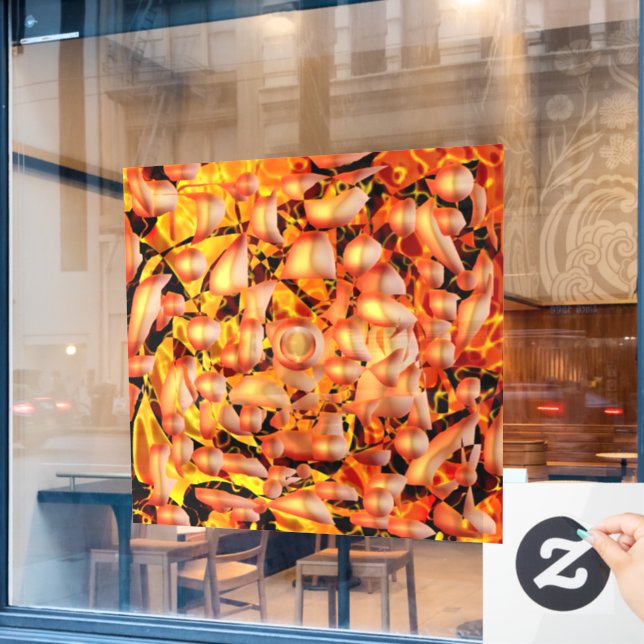 Orange Abstract Window Cling (Cafe Window)