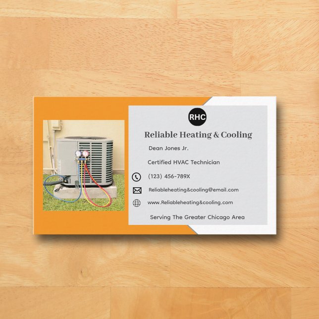 Orange AC Unit Heating Cooling Hvac Business Card (Orange AC Business Card )