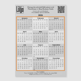 Orange Accents & Logo Gray 2026 Calendar Magnet