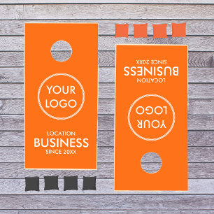 Orange Add Your Business Logo Cornhole Set