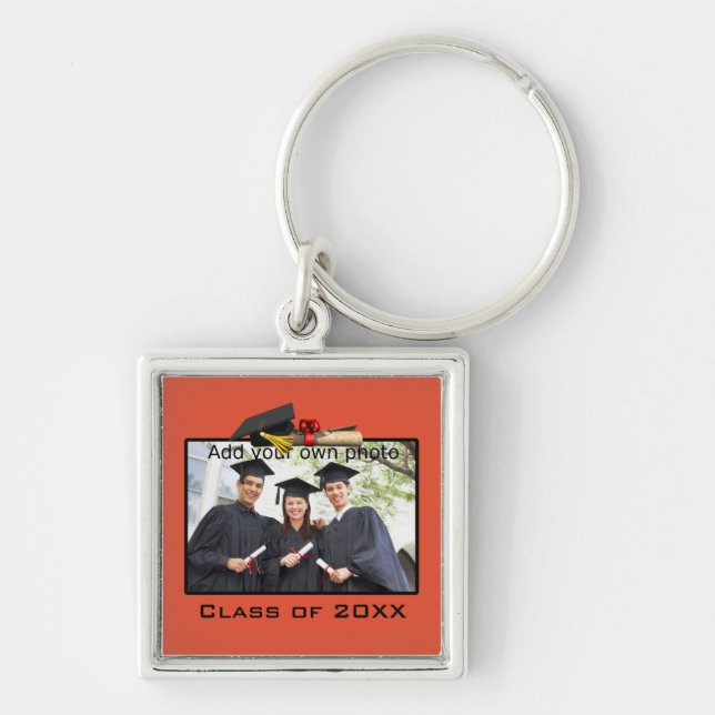 Orange Add your Photo / Year Graduation Keychain (Front)