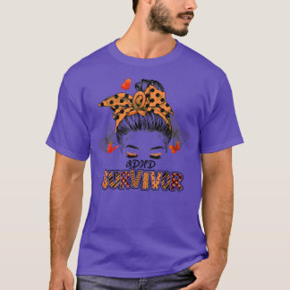 Orange ADHD Messy Bun Girl Survivor Believe Suppor T-Shirt
