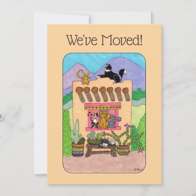 Orange Adobe House & Cats Moving Announcement (Front)