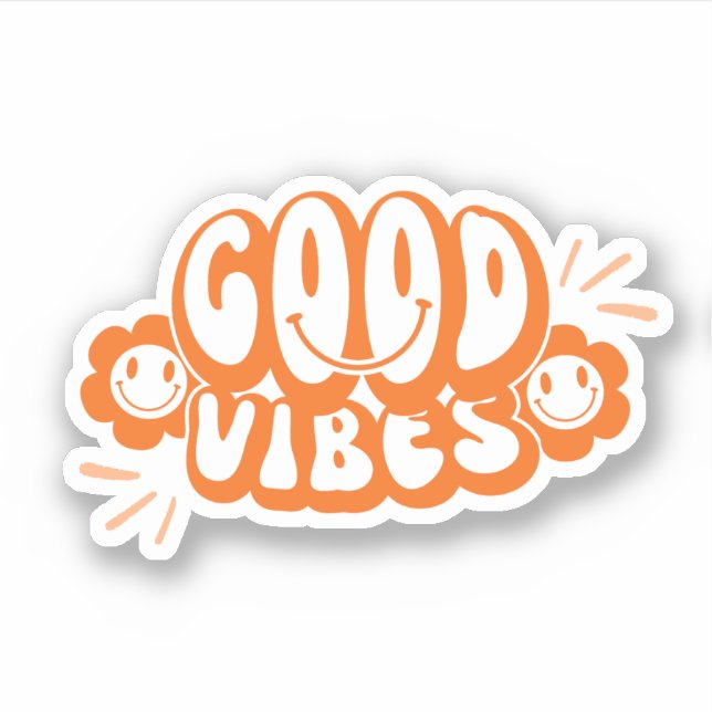 Orange Aesthetic Good Vibes  Sticker (Front)
