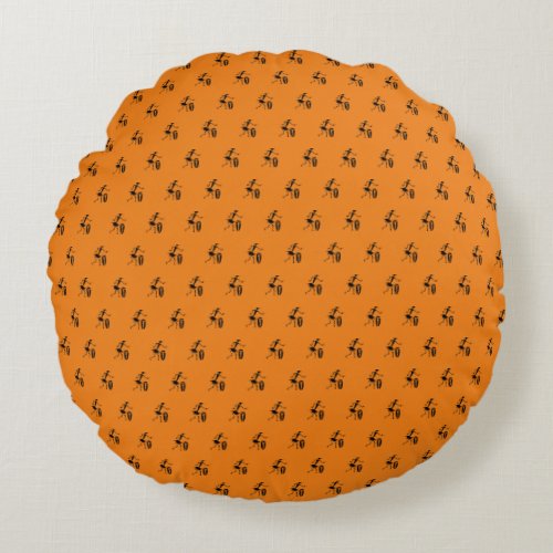 Orange African Art Inspirational Dance Round Pillow