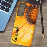 Orange African Daisy Close-Up Floral Photo Samsung Galaxy S21 Case<br><div class="desc">Easily customize the lovely floral design by adding text like a name, quote or saying. This case is adorned with this bright, wet Spring Flash orange African Daisy close-up photograph. Fill in the template fields with your information, remove all text from the fields or edit using the design tool to...</div>